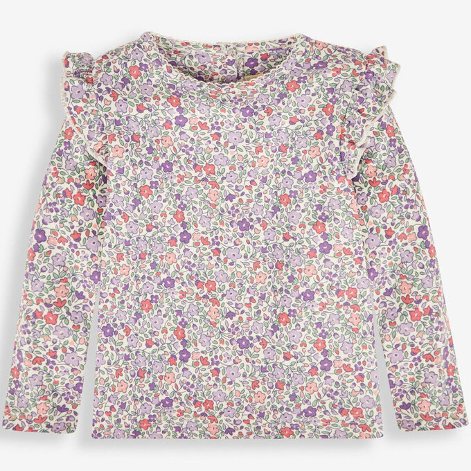 英國 JoJo Maman BeBe 幼/兒童100%純棉長袖上衣2件組(可當內搭)_淺紫碎花_JJL1544