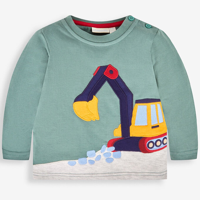 英國 JoJo Maman BeBe 幼/兒童超優質100%純棉長袖上衣_挖土機_JJL1431