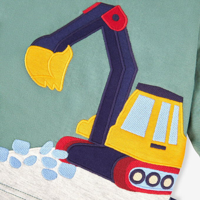 英國 JoJo Maman BeBe 幼/兒童超優質100%純棉長袖上衣_挖土機_JJL1431