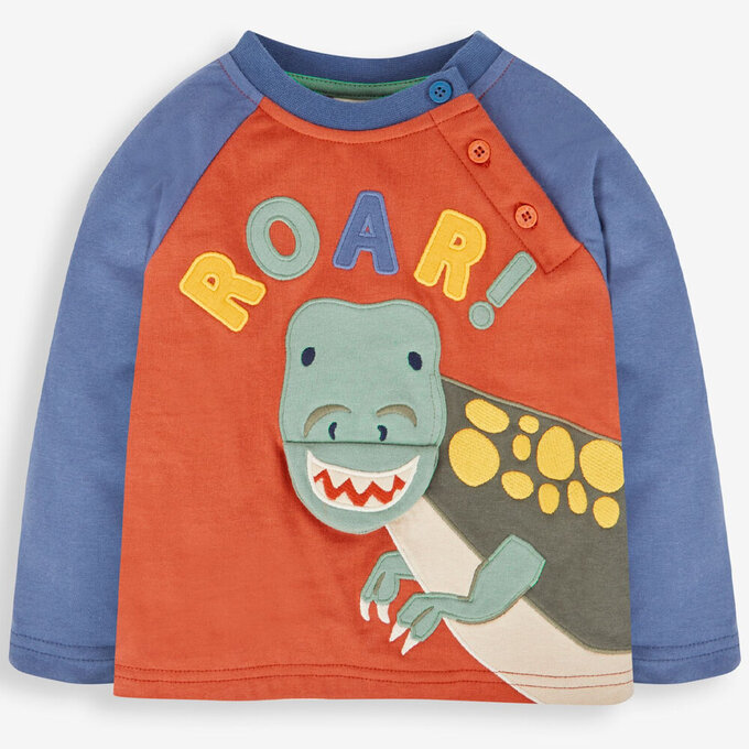 英國 JoJo Maman BeBe 幼/兒童超優質100%純棉長袖上衣_抱抱暴龍_JJL1461