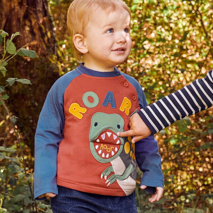 英國 JoJo Maman BeBe 幼/兒童超優質100%純棉長袖上衣_抱抱暴龍_JJL1461