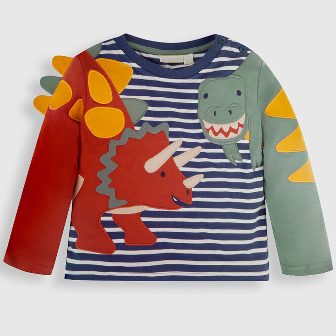 英國 JoJo Maman BeBe 幼/兒童超優質100%純棉長袖上衣_恐龍朋友_JJL1462