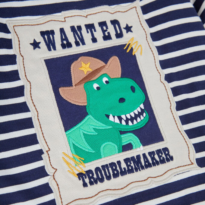 英國 JoJo Maman BeBe 幼/兒童超優質100%純棉長袖上衣_牛仔暴龍_JJL1555