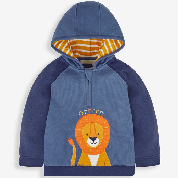 英國 JoJo Maman BeBe 幼/兒童超優質100%純棉長袖連帽上衣/帽T_小獅王_JJL1181