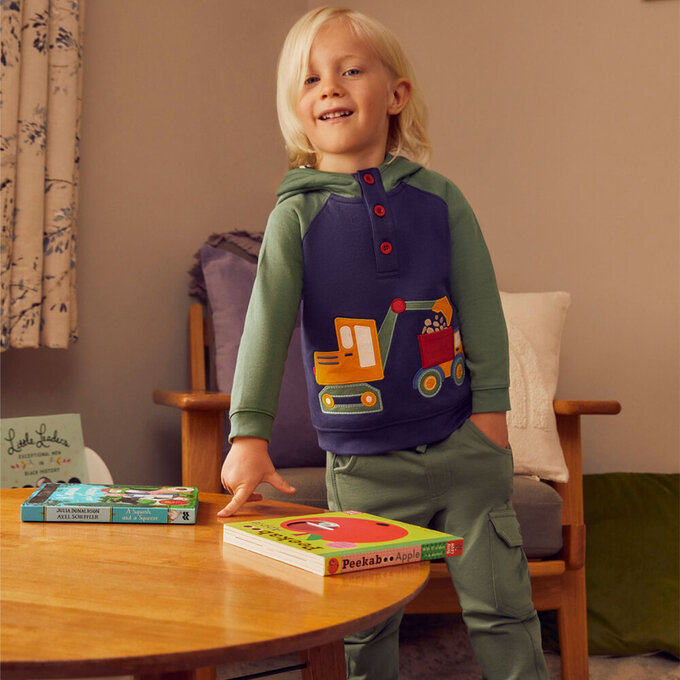 英國 JoJo Maman BeBe 幼/兒童超優質100%純棉長袖連帽上衣/帽T_施工時間_JJL1216