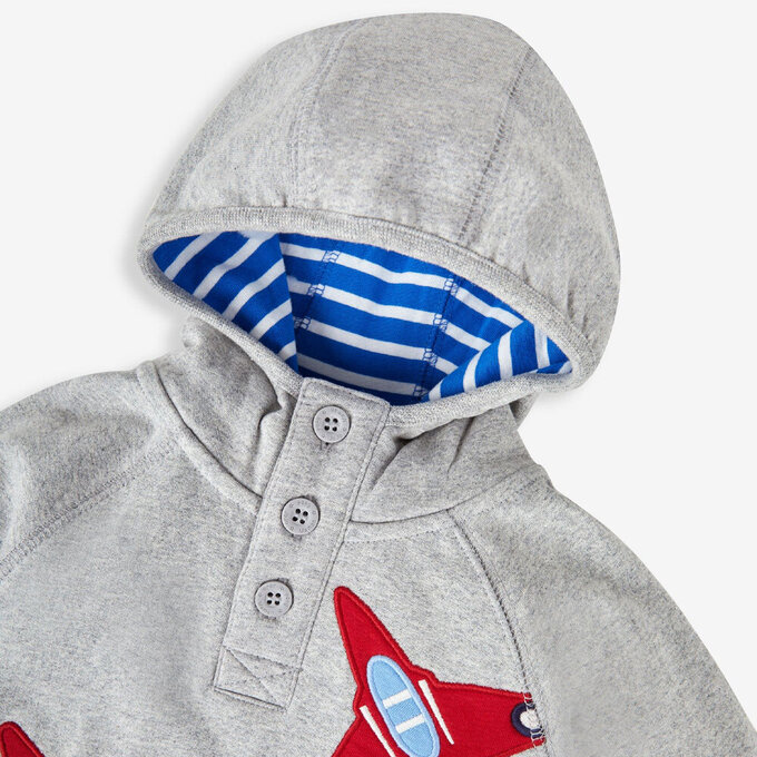 英國 JoJo Maman BeBe 幼/兒童超優質100%純棉長袖連帽上衣/帽T_噴射機_JJL1218