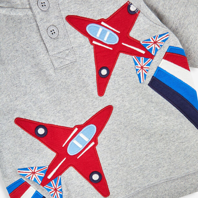 英國 JoJo Maman BeBe 幼/兒童超優質100%純棉長袖連帽上衣/帽T_噴射機_JJL1218