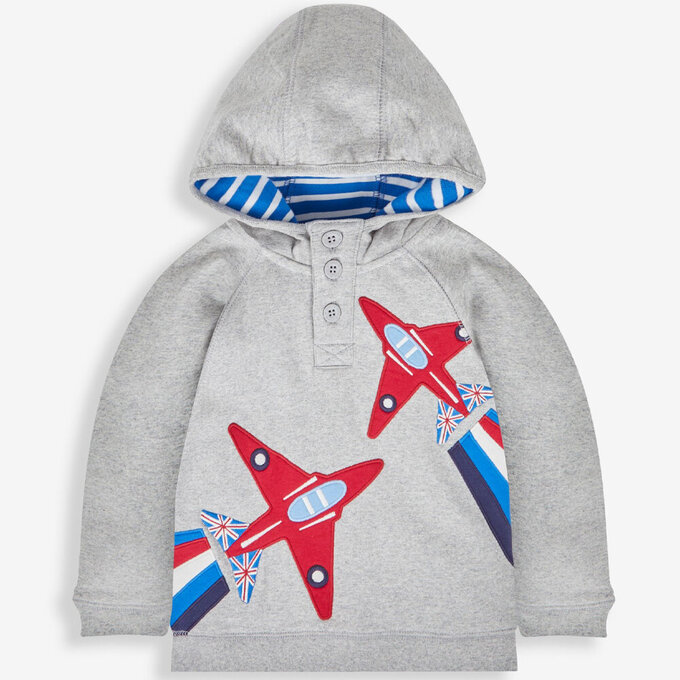 英國 JoJo Maman BeBe 幼/兒童超優質100%純棉長袖連帽上衣/帽T_噴射機_JJL1218