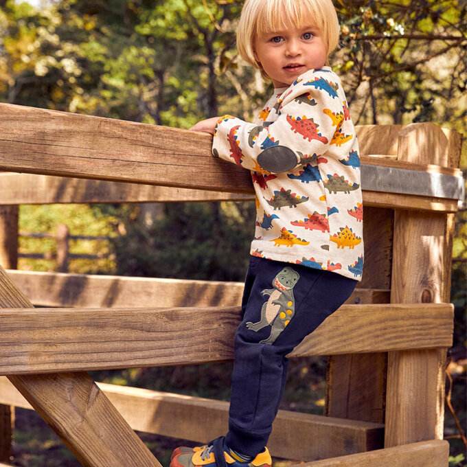 英國 JoJo Maman BeBe 幼/兒童超優質秋冬100%純棉長褲_搖擺恐龍_JJL1394