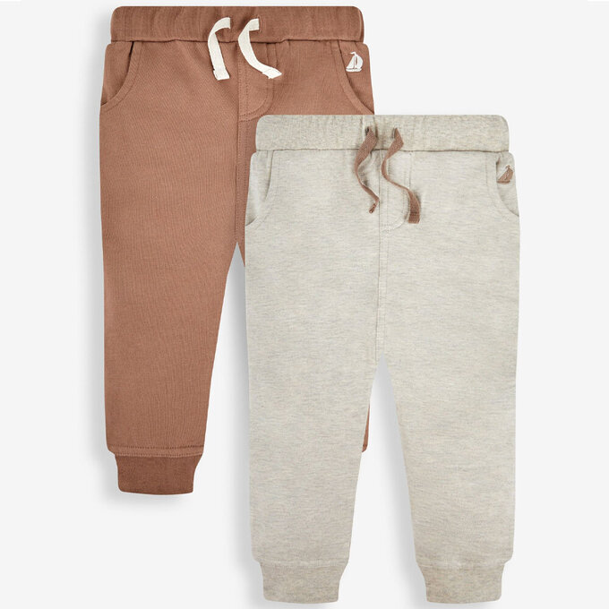 英國 JoJo Maman BeBe 幼/兒童超優質保暖100%純棉2入組長褲_大地色_JJL1913