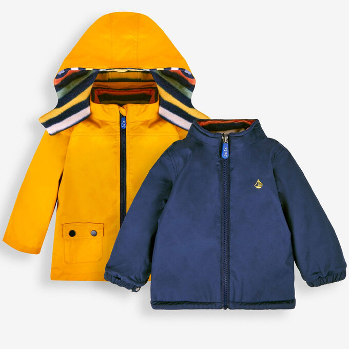 英國 JoJo Maman BeBe 四合一多功能防水保暖連帽外套_黃色綵帶_JJL1649