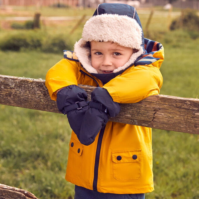 英國 JoJo Maman BeBe 四合一多功能防水保暖連帽外套_黃色綵帶_JJL1649
