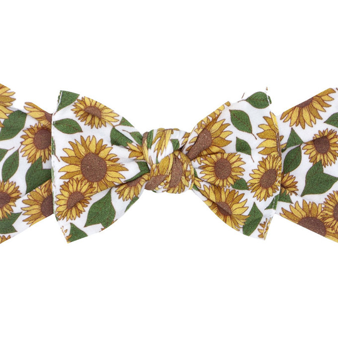 美國 baby bling 純手工極優雅細緻輕柔微彈性/毫無束縛感蝴蝶結髮帶/髮飾_印花經典款_向日葵(BBRK059)