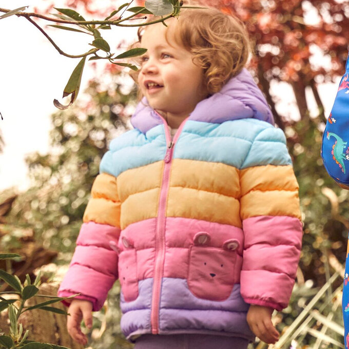 英國 JoJo Maman BeBe 幼/兒童鋪棉蓬鬆保暖羊羔絨外套_彩虹萌鼠_JJL1685