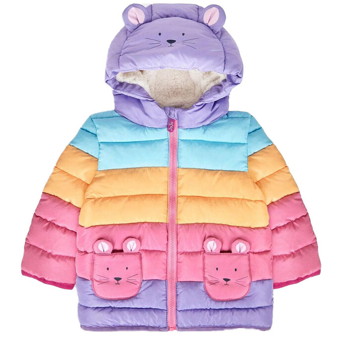 英國 JoJo Maman BeBe 幼/兒童鋪棉蓬鬆保暖羊羔絨外套_彩虹萌鼠_JJL1685