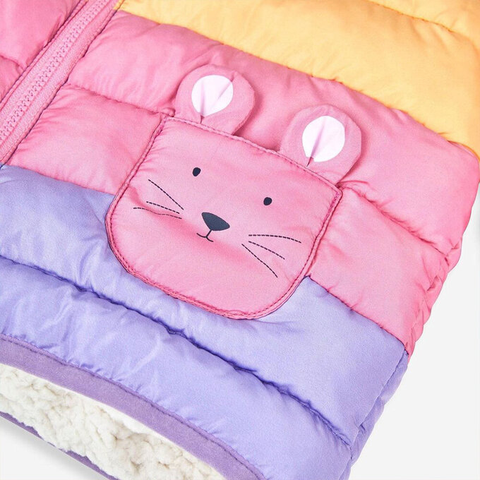 英國 JoJo Maman BeBe 幼/兒童鋪棉蓬鬆保暖羊羔絨外套_彩虹萌鼠_JJL1685