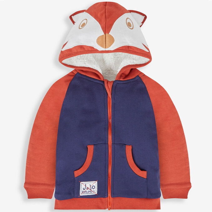 英國 JoJo Maman BeBe 幼/兒童100%純棉連帽保暖刷毛外套_小狐狸_JJL1202