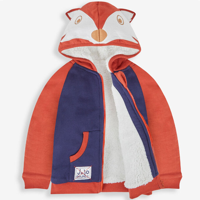 英國 JoJo Maman BeBe 幼/兒童100%純棉連帽保暖刷毛外套_小狐狸_JJL1202