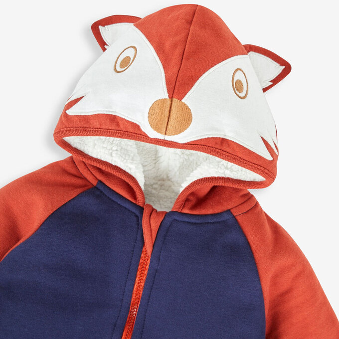 英國 JoJo Maman BeBe 幼/兒童100%純棉連帽保暖刷毛外套_小狐狸_JJL1202