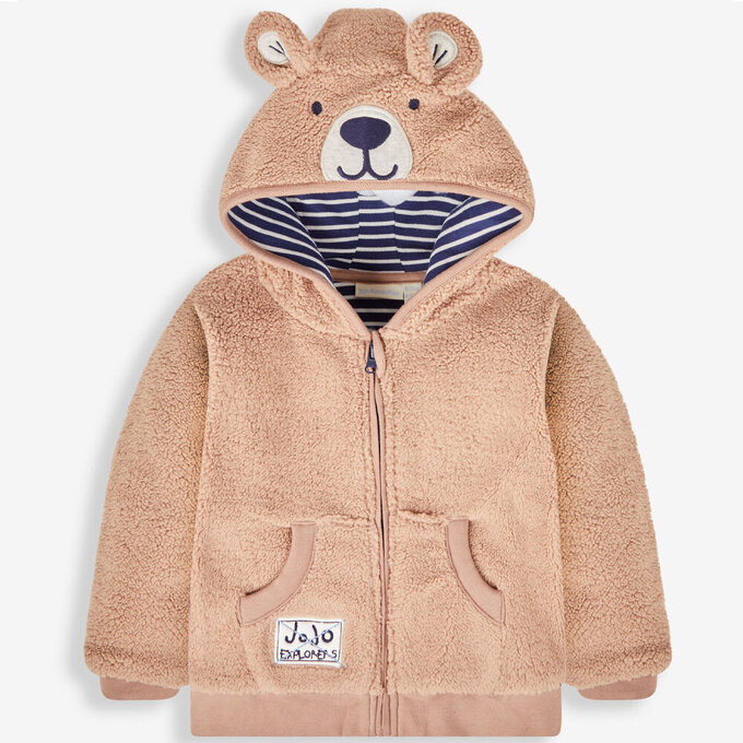 英國 JoJo Maman BeBe 幼/兒童100%純棉連帽保暖刷毛外套_熊寶貝_JJL1211