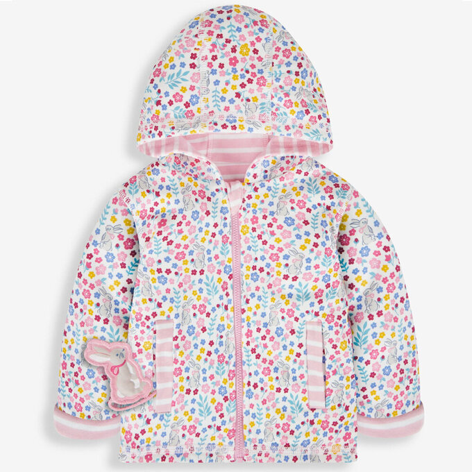 英國 JoJo Maman BeBe 幼/兒童雙面穿100%純棉保暖連帽外套_櫻花兔_JJL1095