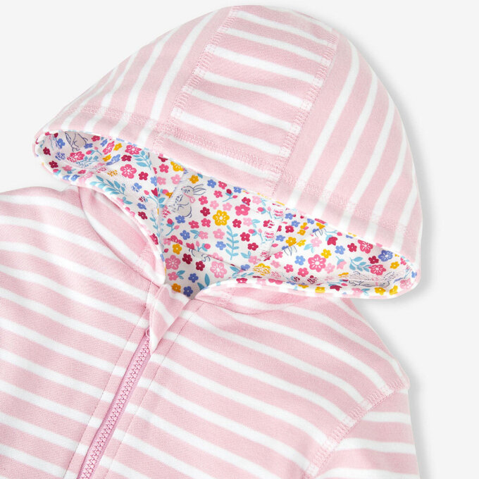 英國 JoJo Maman BeBe 幼/兒童雙面穿100%純棉保暖連帽外套_櫻花兔_JJL1095