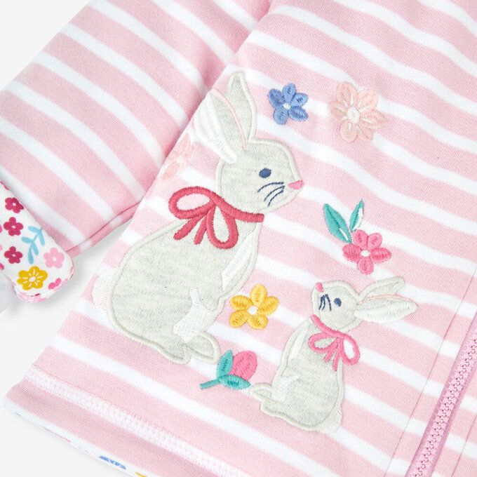 英國 JoJo Maman BeBe 幼/兒童雙面穿100%純棉保暖連帽外套_櫻花兔_JJL1095