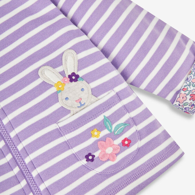 英國 JoJo Maman BeBe 幼/兒童雙面穿100%純棉保暖連帽外套_薰衣草貓_JJL1098