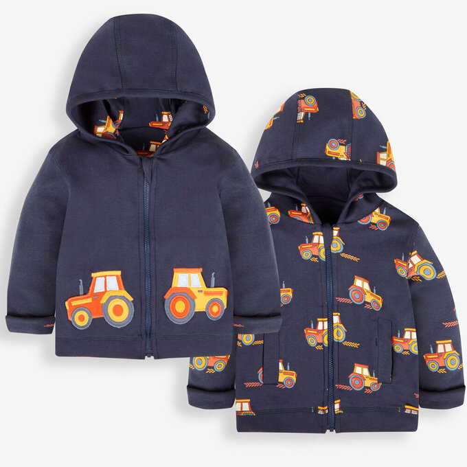 英國 JoJo Maman BeBe 幼/兒童雙面穿100%純棉保暖連帽外套_吉普車_JJL1198