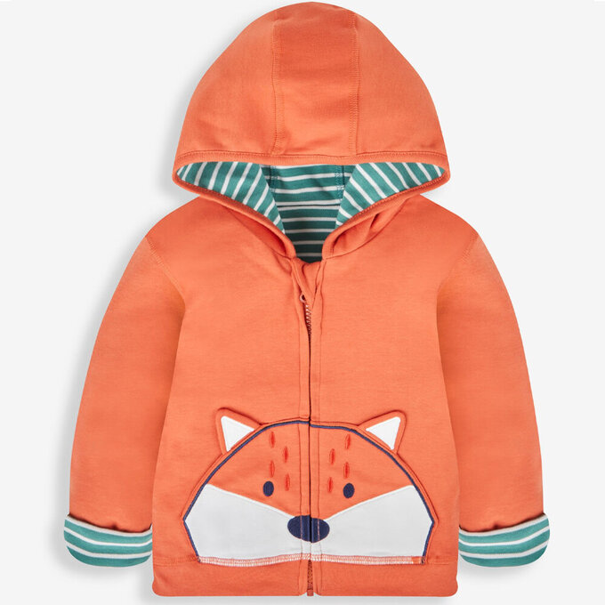 英國 JoJo Maman BeBe 幼/兒童雙面穿100%純棉保暖連帽外套_小狐狸_JJL1201