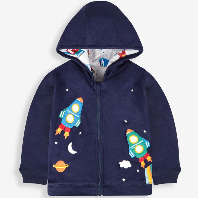 英國 JoJo Maman BeBe 幼/兒童雙面穿100%純棉保暖連帽外套_遨遊太空_JJL1207