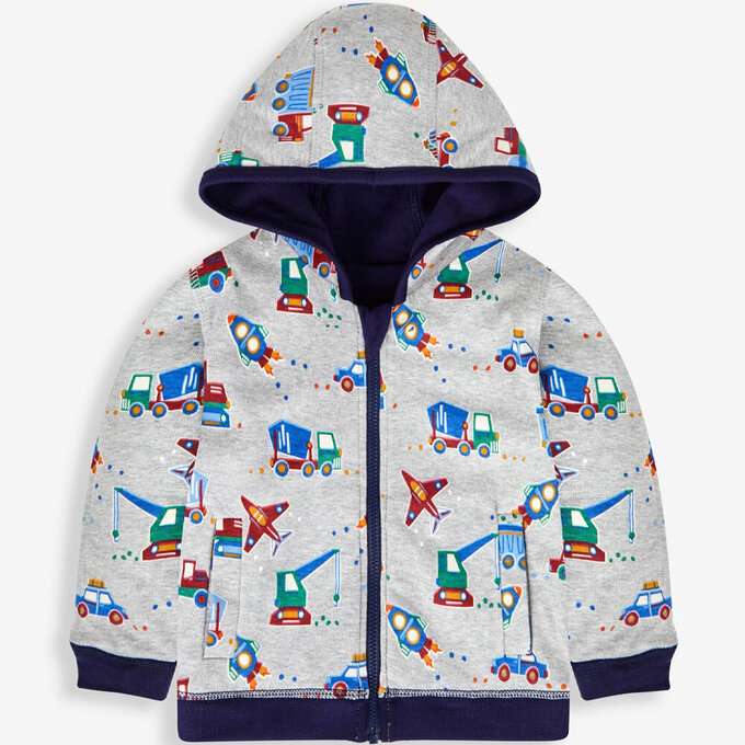 英國 JoJo Maman BeBe 幼/兒童雙面穿100%純棉保暖連帽外套_遨遊太空_JJL1207