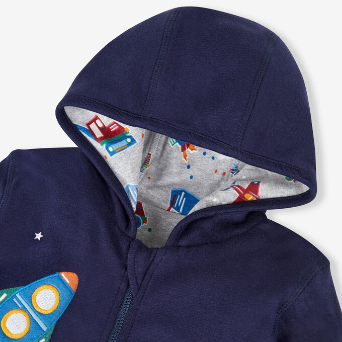 英國 JoJo Maman BeBe 幼/兒童雙面穿100%純棉保暖連帽外套_遨遊太空_JJL1207