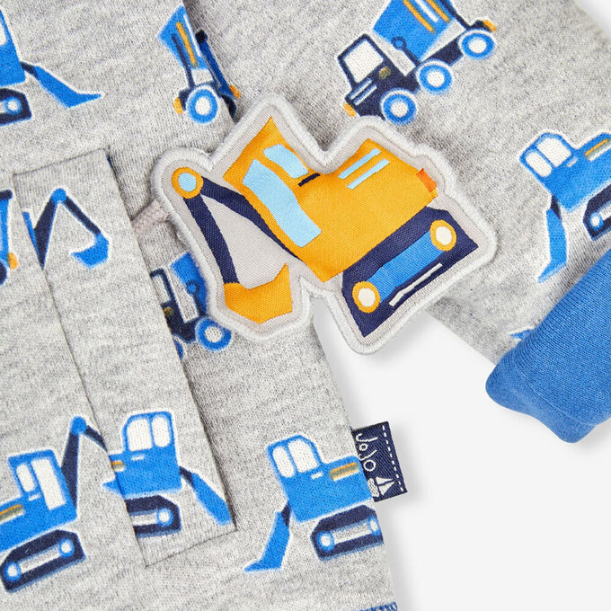 英國 JoJo Maman BeBe 幼/兒童雙面穿100%純棉保暖連帽外套_挖掘機_JJL1209