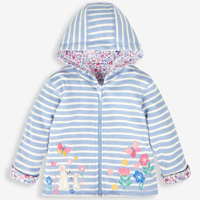 英國 JoJo Maman BeBe 幼/兒童雙面穿100%純棉保暖連帽外套_紫羅蘭鼠_JJL1576