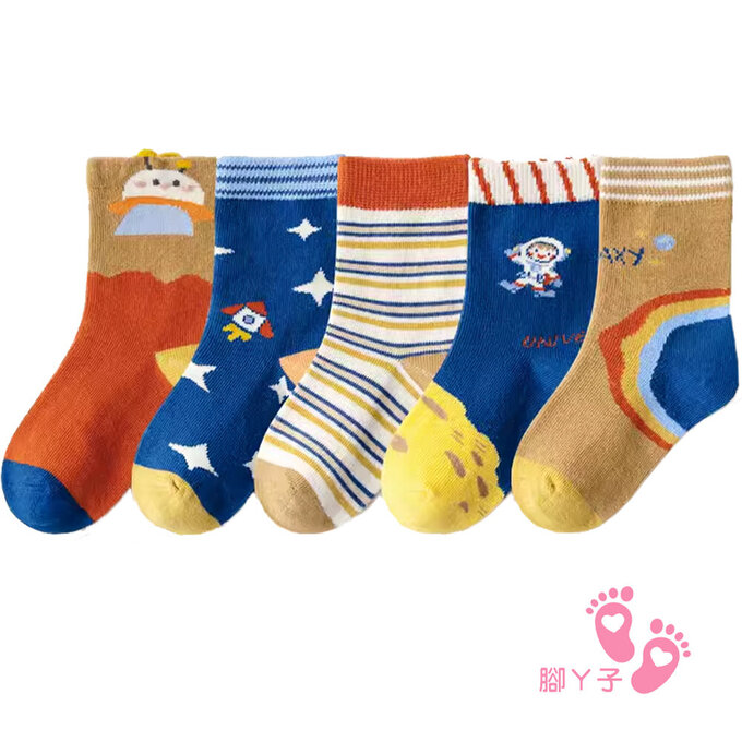 【腳ㄚ子】幼/兒童棉質中筒襪_太空人_ilbB006