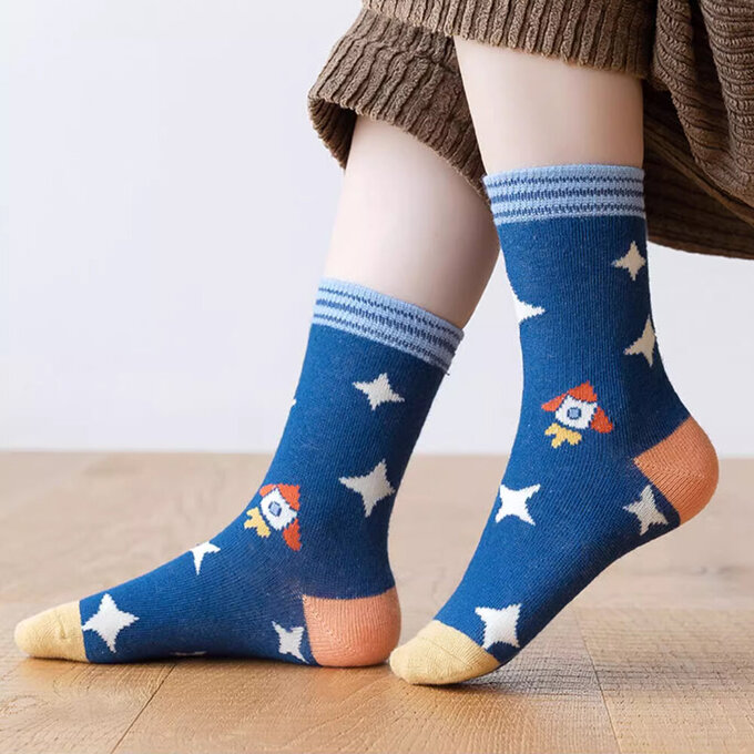 【腳ㄚ子】幼/兒童棉質中筒襪_太空人_ilbB006