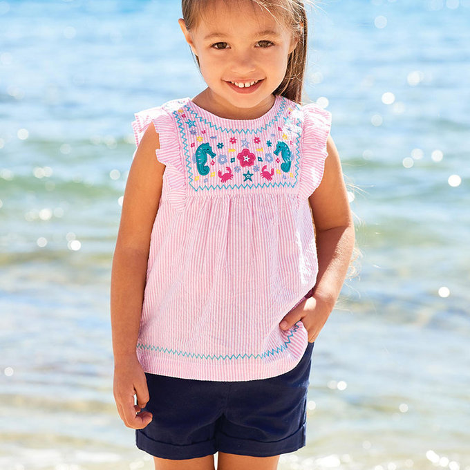 英國 JoJo Maman BeBe 超優質嬰幼兒/兒童100% 純棉短褲_深藍_JJD8234N