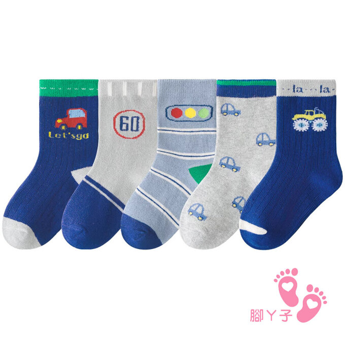 【腳ㄚ子】幼/兒童棉質中筒襪_汽車世界_ilbB007