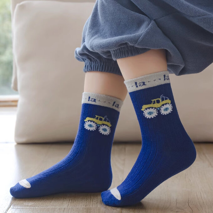 【腳ㄚ子】幼/兒童棉質中筒襪_汽車世界_ilbB007