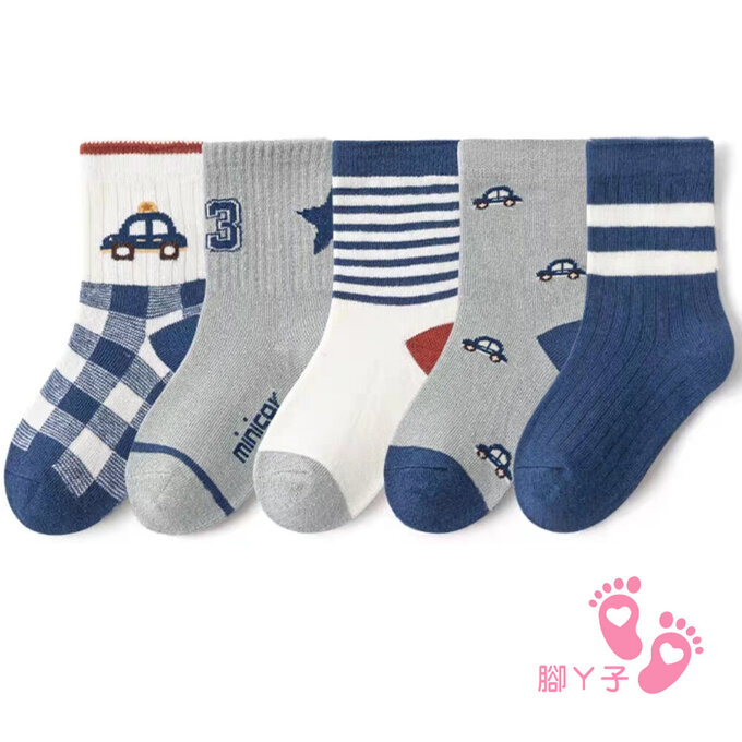 【腳ㄚ子】幼/兒童棉質中筒襪_小警車_ilbB008
