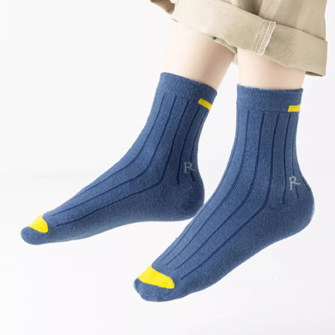 【腳ㄚ子】幼/兒童棉質中筒襪_深海之藍_ilbB009