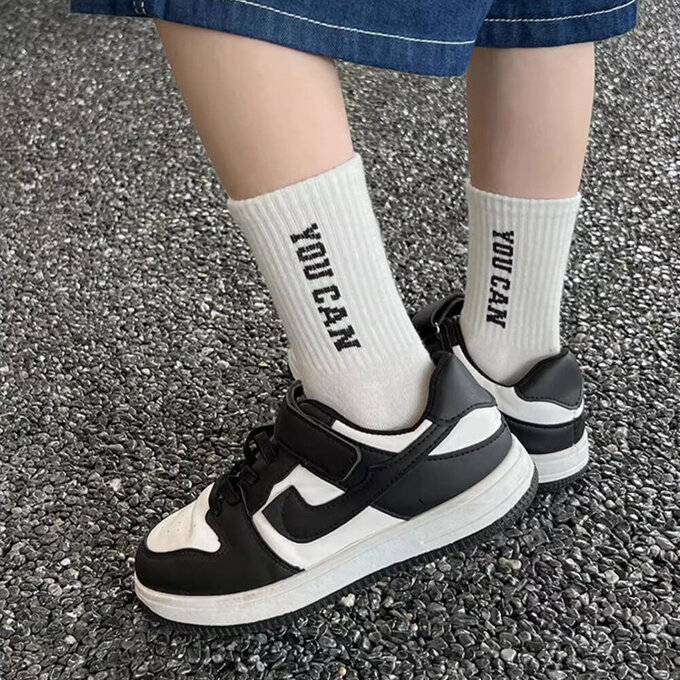 【腳ㄚ子】幼/兒童棉質中筒襪_時尚黑白_ilbB011