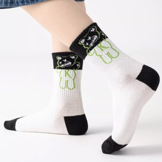 【腳ㄚ子】幼/兒童棉質中筒襪_快樂熊_ilbB013