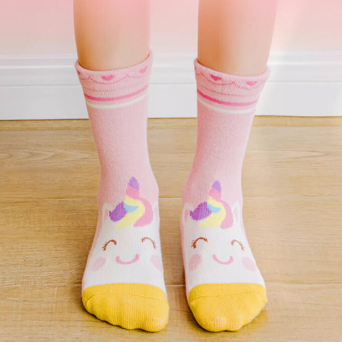 【腳ㄚ子】幼/兒童棉質中筒襪_彩虹獨角獸_ilbG007