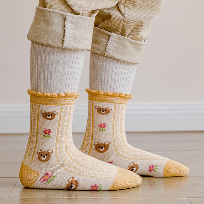 【腳ㄚ子】幼/兒童棉質中筒襪_小熊花園_ilbG011