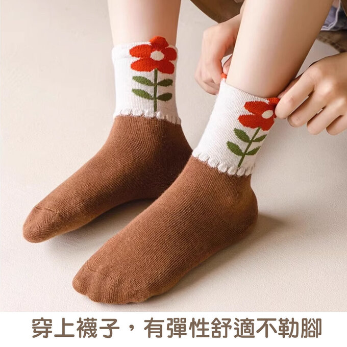 【腳ㄚ子】幼/兒童棉質中筒襪_小熊餅乾_ilbG012