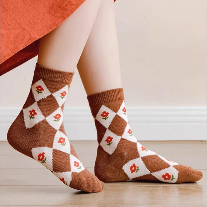 【腳ㄚ子】幼/兒童棉質中筒襪_小熊餅乾_ilbG012