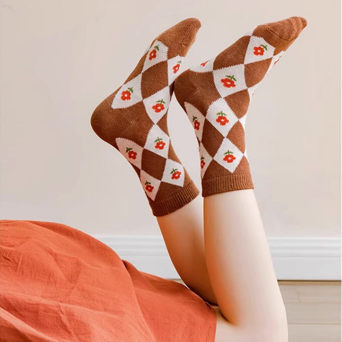 【腳ㄚ子】幼/兒童棉質中筒襪_小熊餅乾_ilbG012