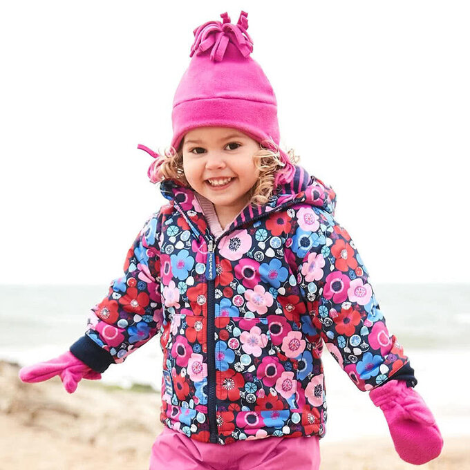 英國 JoJo Maman BeBe 雙面穿鋪棉防水保暖外套_海軍藍花卉_JJJK-E1264